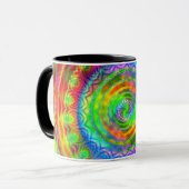Rainbow Tiedye Fractal Mandala Koffiemok (Voorkant links)