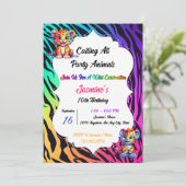 Rainbow Tiger Animal Print Verjaardag Kaart (Staand voorkant)