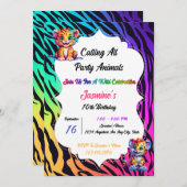 Rainbow Tiger Animal Print Verjaardag Kaart (Voorkant / Achterkant)