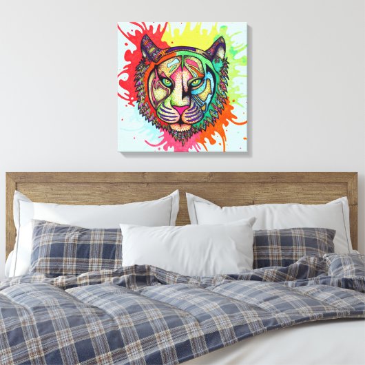 Rainbow Tiger Canvas Afdruk (Insitu (Slaapkamer))
