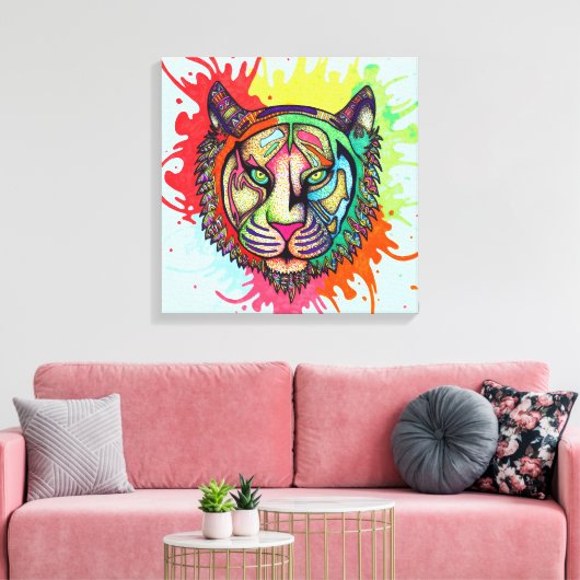 Rainbow Tiger Canvas Afdruk (Insitu (Woonkamer))