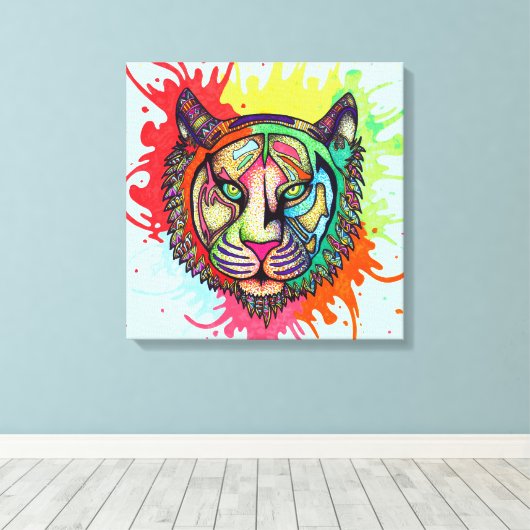 Rainbow Tiger Canvas Afdruk (Insitu (Houten vloer))
