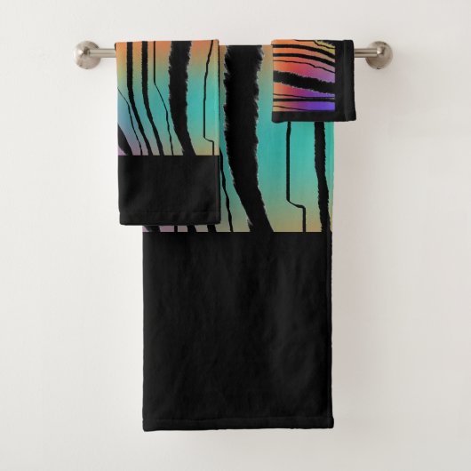 Rainbow Tiger Exotic Animal Print Bad Handdoek (Insitu)