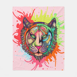 Rainbow Tiger Fleece Deken
