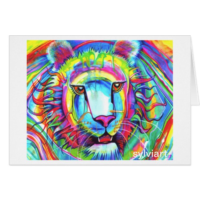 RAINBOW TIGER-kaart - copyright ©1999 SylviART (Voorkant Horizontaal)