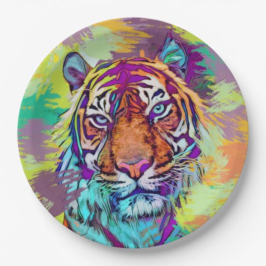 Rainbow tiger Paper Plate Papieren Bordje (Voorkant)