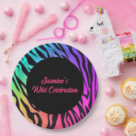 Rainbow Tiger Print Wild Celebation Papieren Bordje