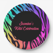 Rainbow Tiger Print Wild Celebation Papieren Bordje (Voorkant)