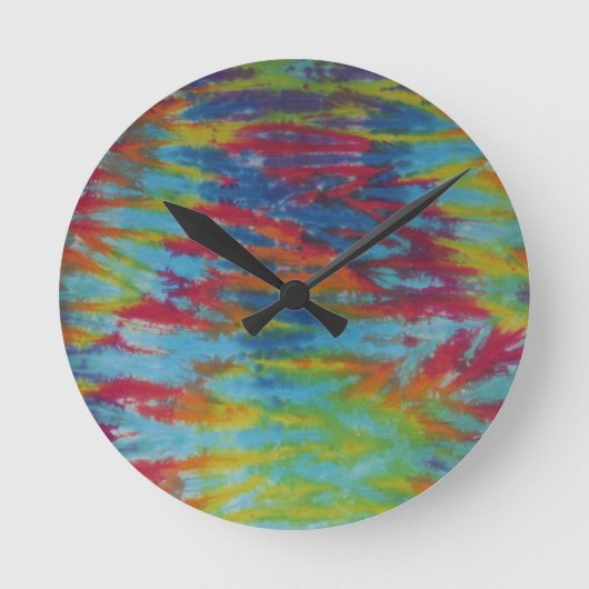 Rainbow Tiger Stripes Tie Dye PhatDyes Ronde Klok (Voorkant)