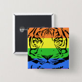 Rainbow Tiger Vierkante Button 5,1 Cm (Voorkant /achterkant)