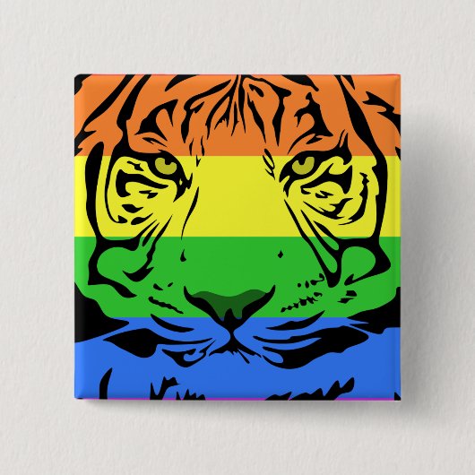 Rainbow Tiger Vierkante Button 5,1 Cm (Voorkant)
