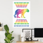 Rainbow Tiger voegt Jouw naam favoriete citaat Wil Poster (Thuiskantoor)