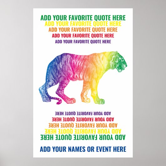 Rainbow Tiger voegt Jouw naam favoriete citaat Wil Poster (Voorkant)