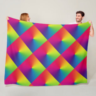 Rainbow Tiled Pillow Fleece Deken