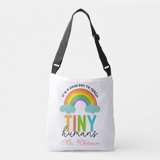 Rainbow Tiny Humans Personalized Crossbody Tas (Voorkant)