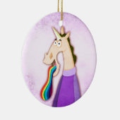 Rainbow Tongue Unicorn Keramisch Ornament (Rechts)