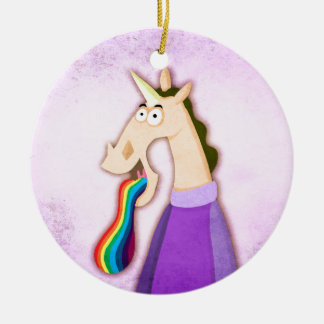 Rainbow Tongue Unicorn Keramisch Ornament