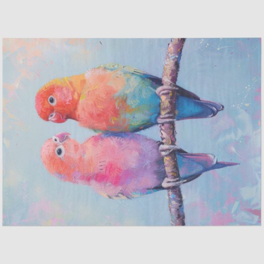 Rainbow Tortelduifjes Decoupage Tissuepapier (Voorkant)