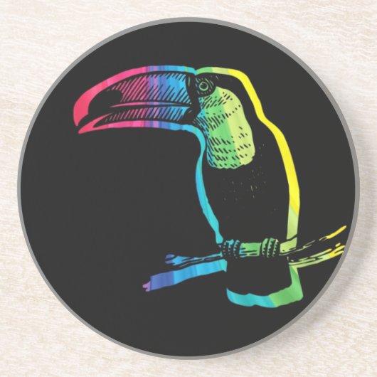 Rainbow Toucan op Black Zandsteen Onderzetter (Voorkant)