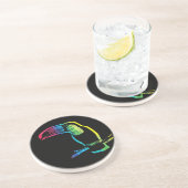 Rainbow Toucan op Black Zandsteen Onderzetter (Zijkant)