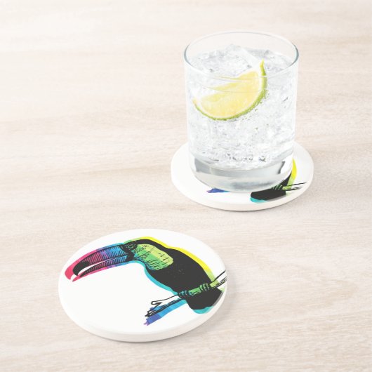 Rainbow Toucan Zandsteen Onderzetter (Zijkant)