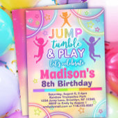 Rainbow Trampoline Park Girls Jump Birthday Kaart