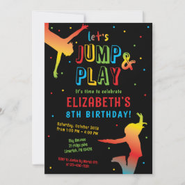 Rainbow Trampoline Park Kids Birthday Party Invita Kaart
