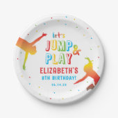 Rainbow Trampoline Park Kids Birthday Party Papieren Bordje (Voorkant)