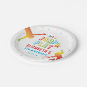 Rainbow Trampoline Park Kids Birthday Party Papieren Bordje (Gekanteld)