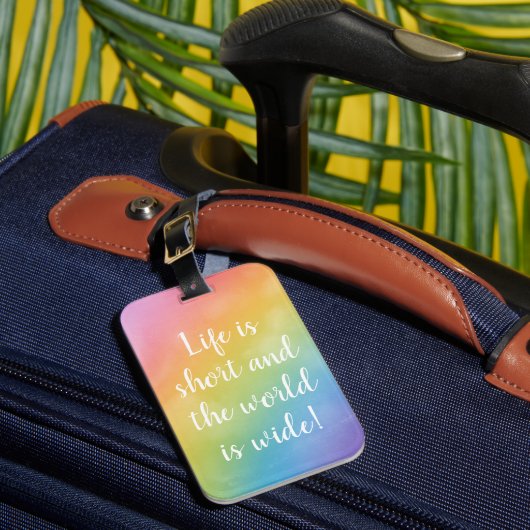 Rainbow Travel Quote Waterverf Wanderlust Dreams Bagagelabel (Voorkant Insitu 1)