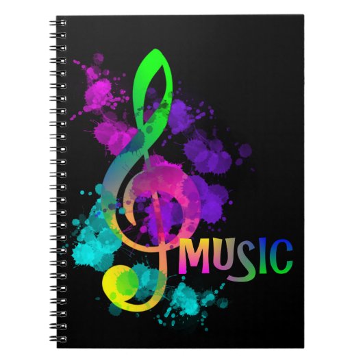 Rainbow Treble Clef Music Thed Notitieboek (Voorkant)
