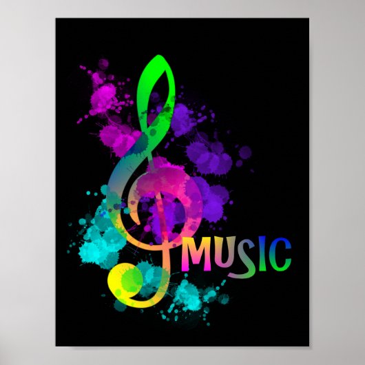 Rainbow Treble Clef Music Thed Poster (Voorkant)