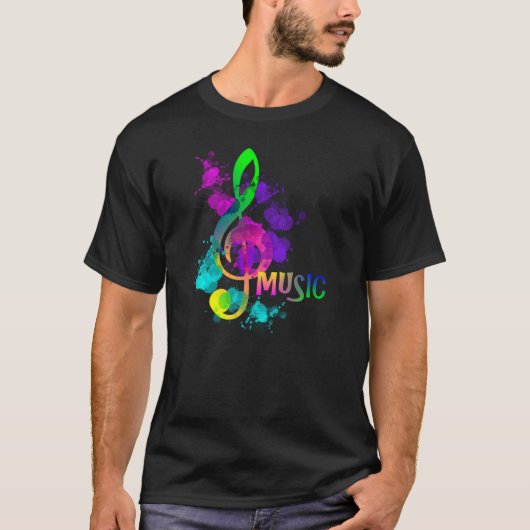 Rainbow Treble Clef Music Thed T-shirt (Voorkant)