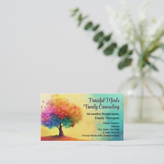 Rainbow Tree Counseling Therapie Psychotherapie Visitekaartje (Staand voorkant)