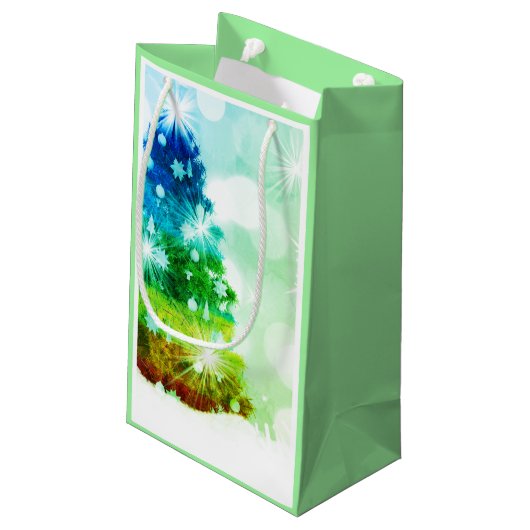 Rainbow Tree Gift Bag Klein Cadeauzakje (Achterkant Gekanteld)