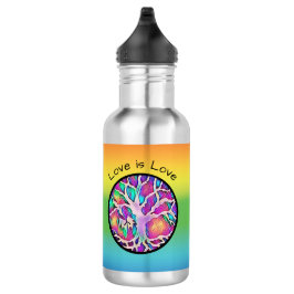 Rainbow Tree of Life "Love is Love" Water Bottle Waterfles