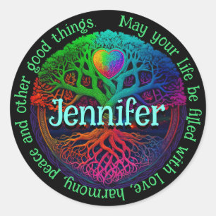 Rainbow Tree of Life Love Ronde Sticker