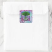 Rainbow Tree of Life met Angel Wings Vierkante Sticker (Tas)