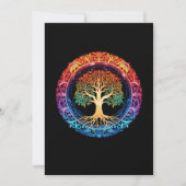 Rainbow Tree of Life op een zwarte achtergrond Feestdagenkaart (Voorkant)