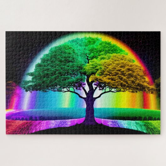 Rainbow Tree of Life Under Night Sky Legpuzzel (Horizontaal)