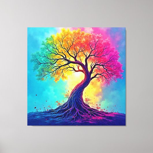 Rainbow Tree: Roots of Infinite Hope Art Canvas Afdruk (Voorkant)