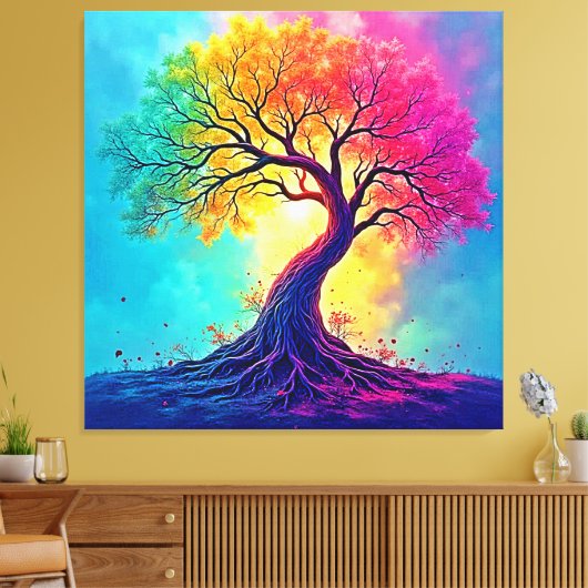  Rainbow Tree: Roots of Infinite Hope Art Canvas Afdruk (Insitu (Woonkamer))