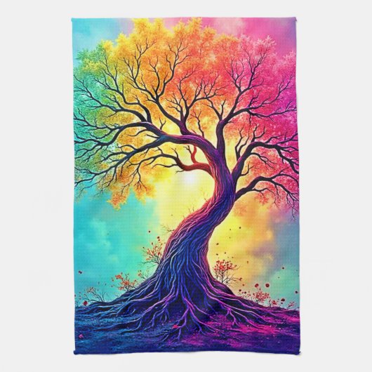  Rainbow Tree: Roots of Infinite Hope Art Theedoek (Verticaal)