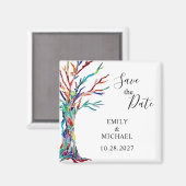 Rainbow Tree Weddenschap Save the Date Magnet (Voorkant / Achterkant)