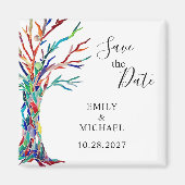 Rainbow Tree Weddenschap Save the Date Magnet (Voorkant)