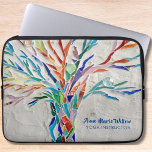 Rainbow Tree Yoga Instructor Laptop Sleeve<br><div class="desc">Deze decoratieve laptophoes is voorzien van een afdruk van een regenbooggekleurde mozaïekboom op een bleke grijze achtergrond. Voeg jouw naam en bezetting toe om dit hoesje te personaliseren. Gebruik de optie Verdere wijzigingen aanpassen om de tekstgrootte, stijl of kleur te wijzigen als u dat wenst. Omdat we ons eigen kunstwerk...</div>