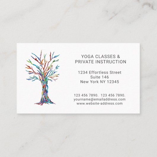 Rainbow Tree Yoga Instructor Visitekaartje (Achterkant)