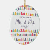 Rainbow Trees Gepersonaliseerde Pas getrouwd mevro Keramisch Ornament (Rechts)