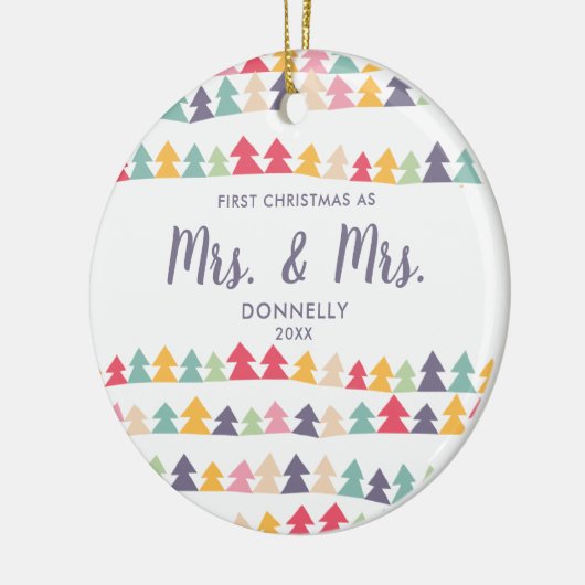 Rainbow Trees Gepersonaliseerde Pas getrouwd mevro Keramisch Ornament (Links)