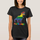 Rainbow Trex Allysaurus Gay Pride Vlag LGBTQ Dino T-shirt (Voorkant)